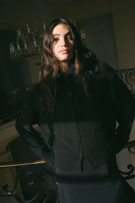 Hovedbilde Welma Hulda Knit Zip Cardigan, Black