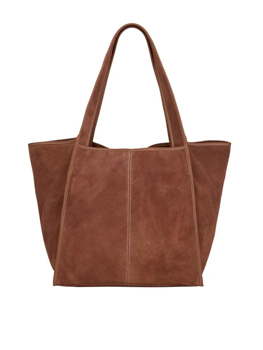 Suede Laurel Bag, Brown Tortoise Shell