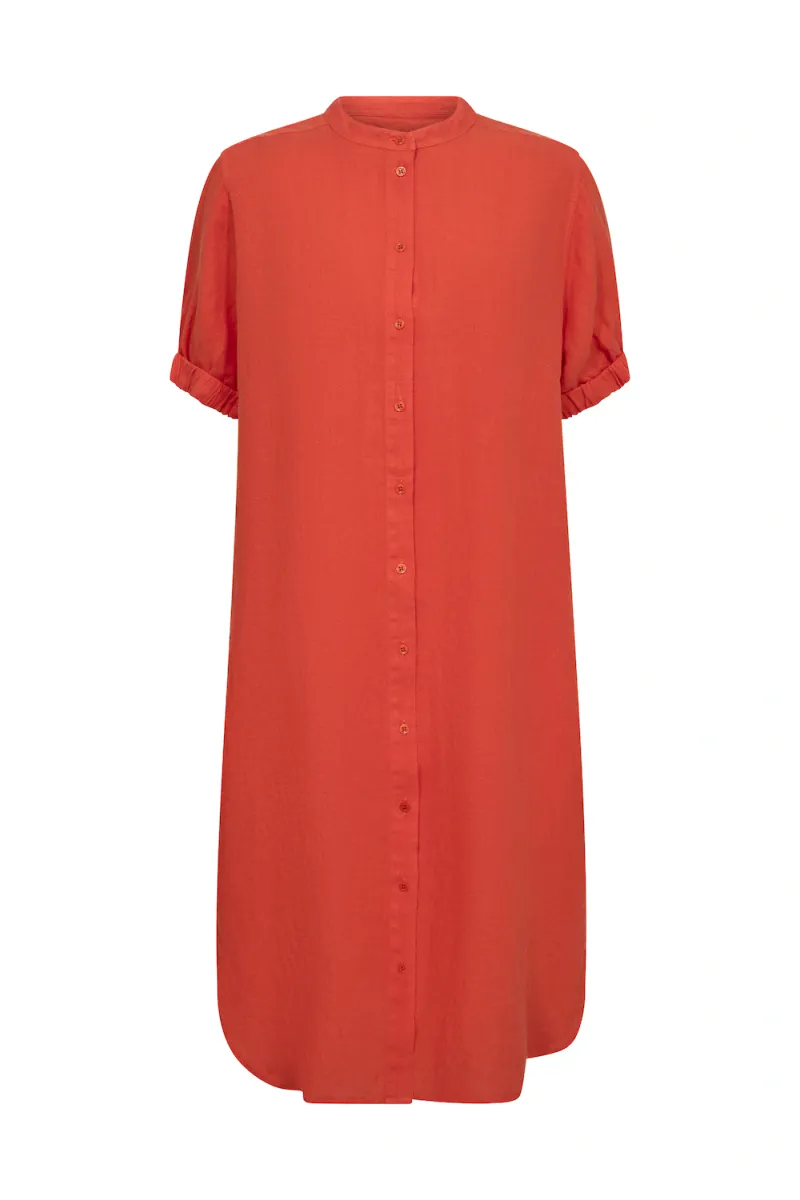 Arleth SS Linen Dress, Spicy Orange
