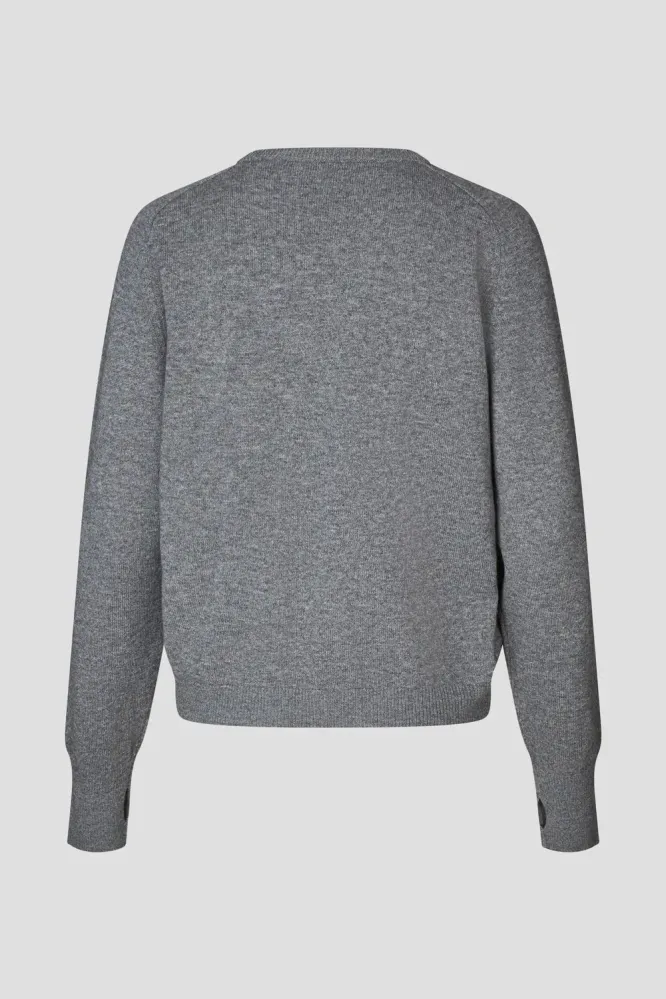 Olira Knit V-neck, Grey Melange