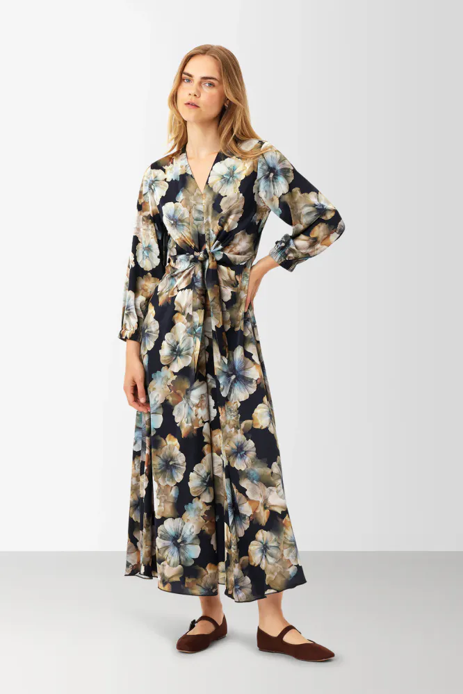 Faye Dress 3/4 sleeves, Maxi Floral