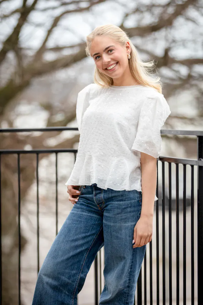 Brown Blouse, Ivory