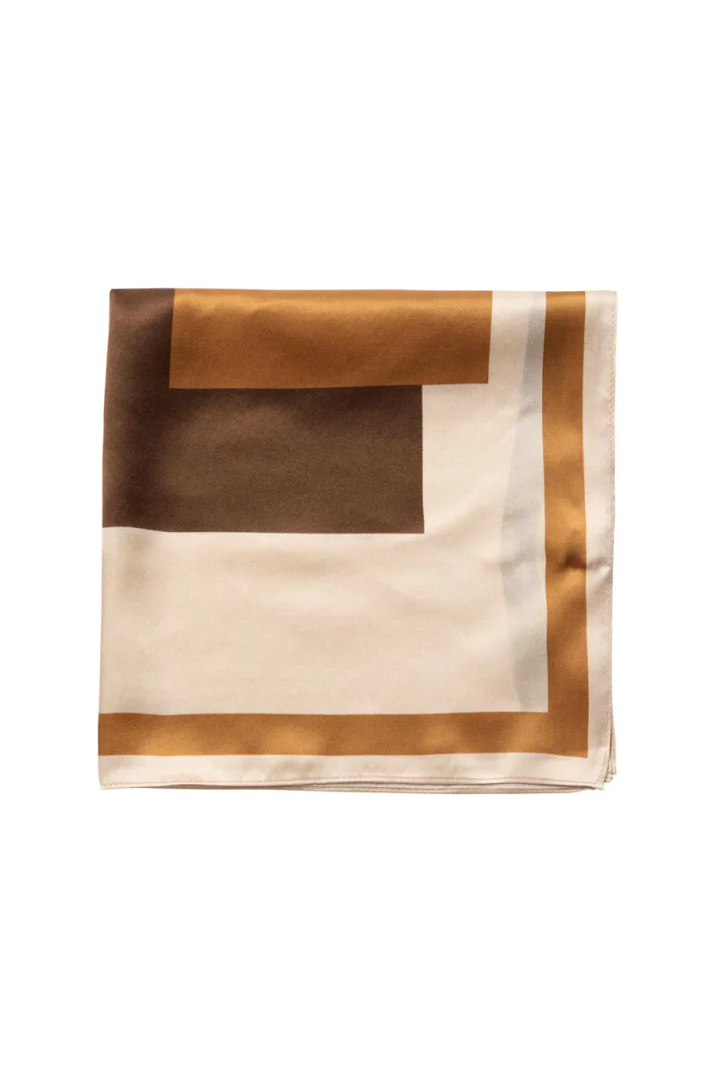 Shila Silk Block Scarf, Brown