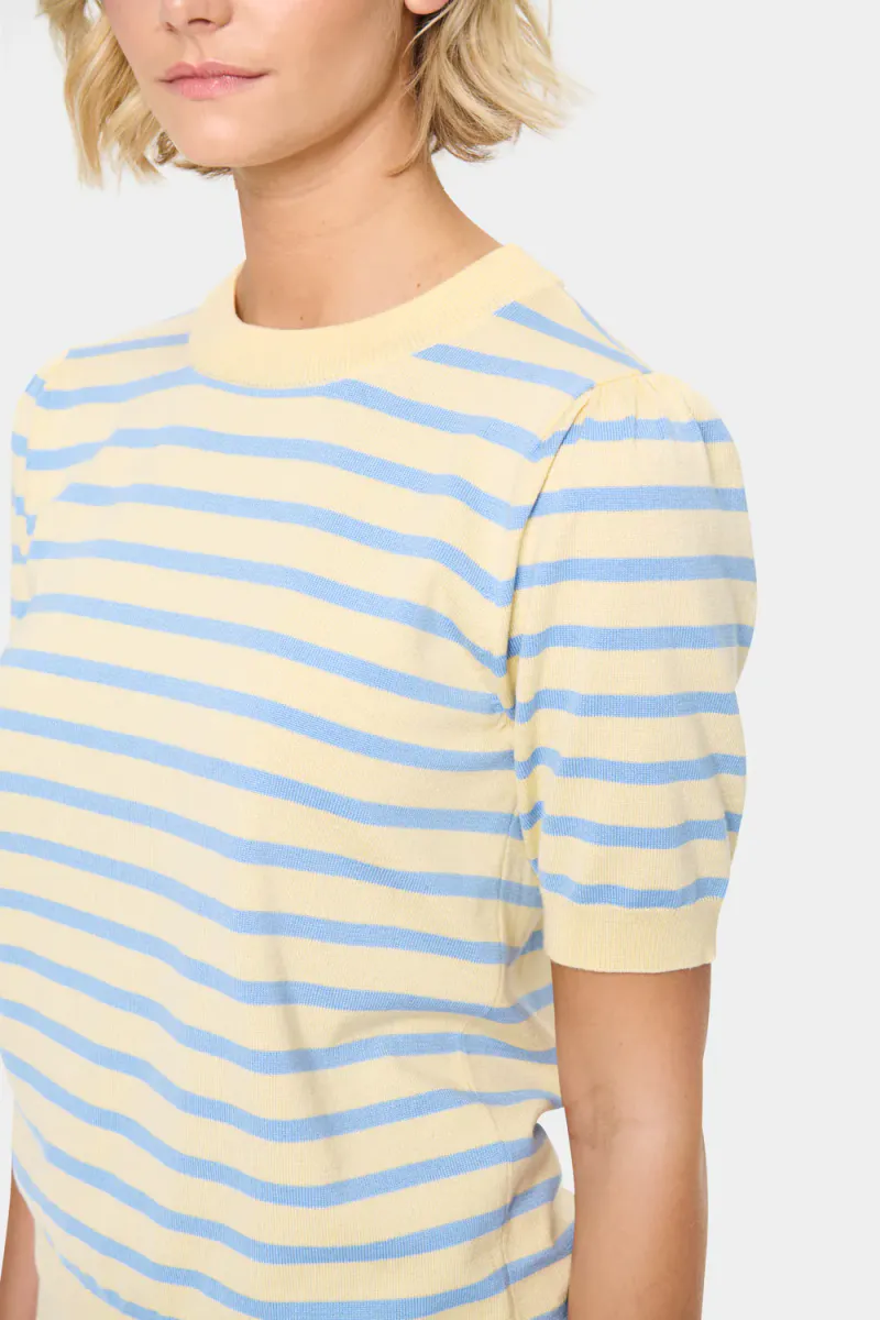 Mila SS Striped Pullover, Lemon Hydrangea Stripe