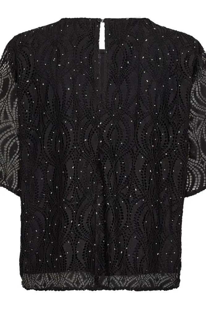 Erica Stone Lace SS Blouse, Black