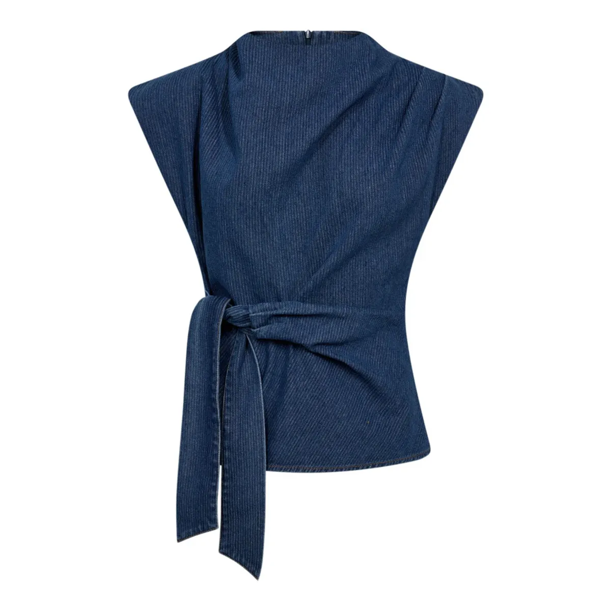 Kimmy Pleat Top, Dark Denim