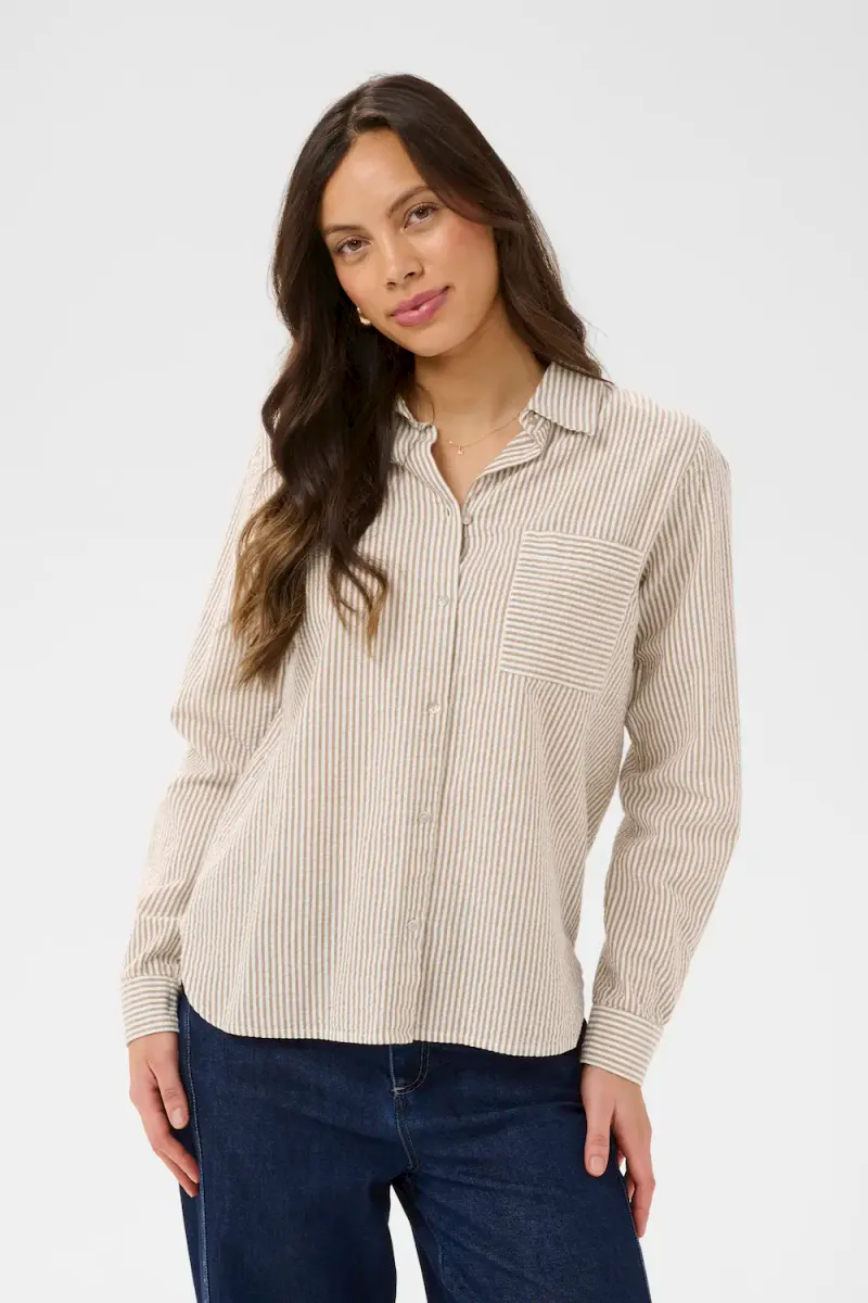 Elmiko N. Shirt, Toasted Coconut Ice Stripe