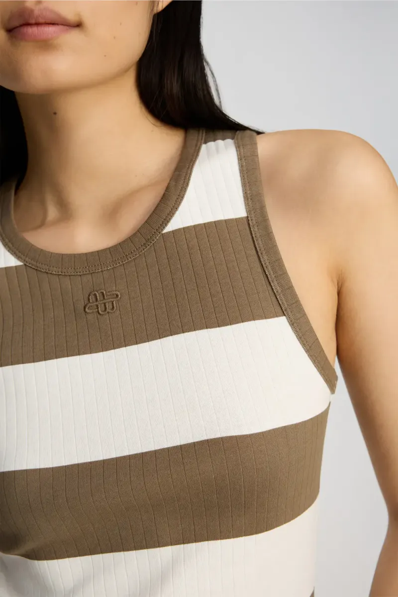Tezza Tank Top, Stripe Mocca