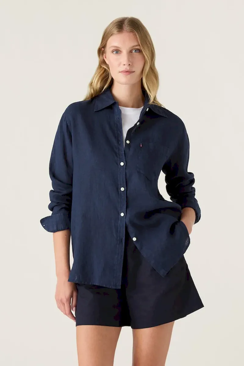 Classic Linen Shirt, Navy