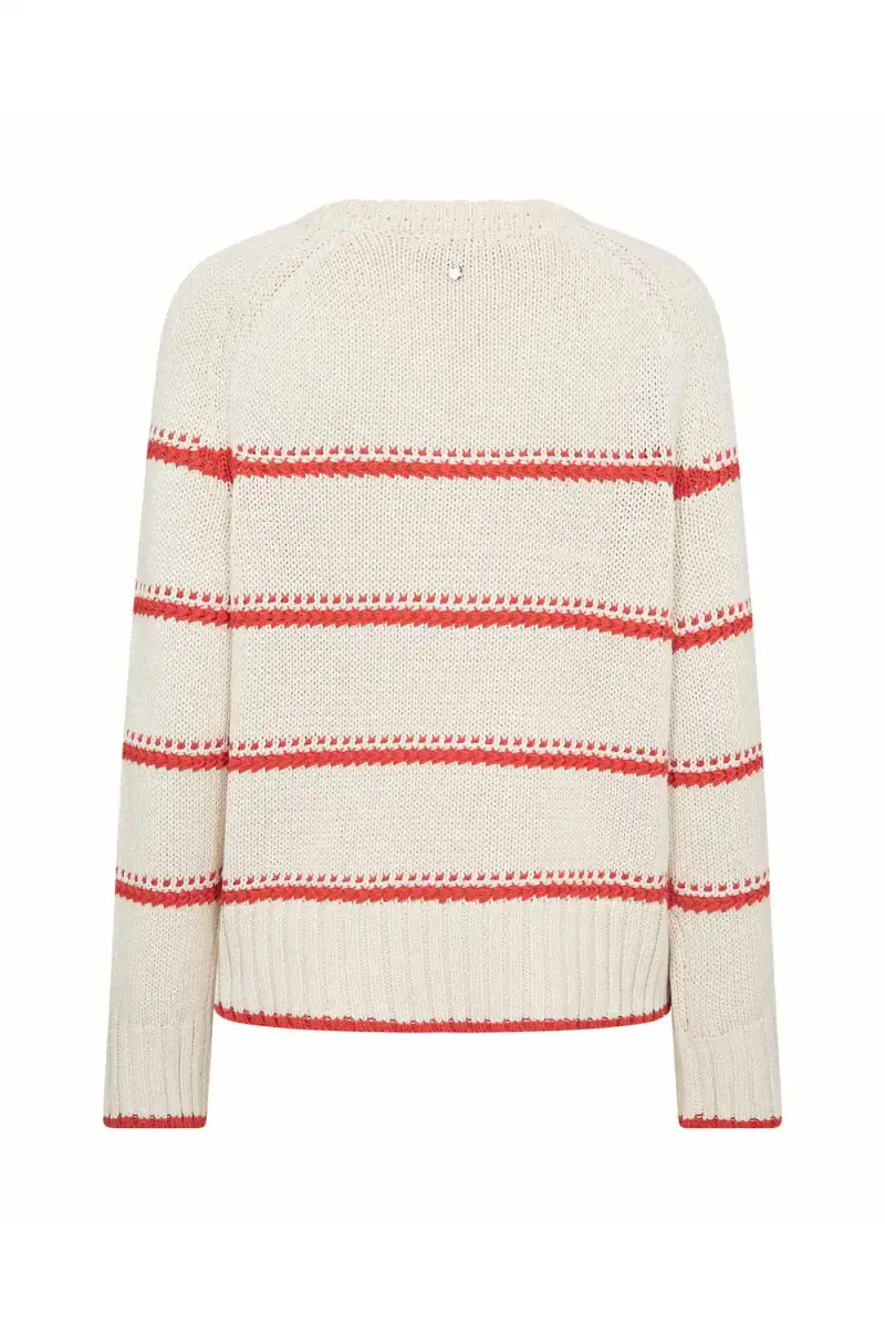 Rola Bine Stripe Crewneck Knit, Spicy Orange