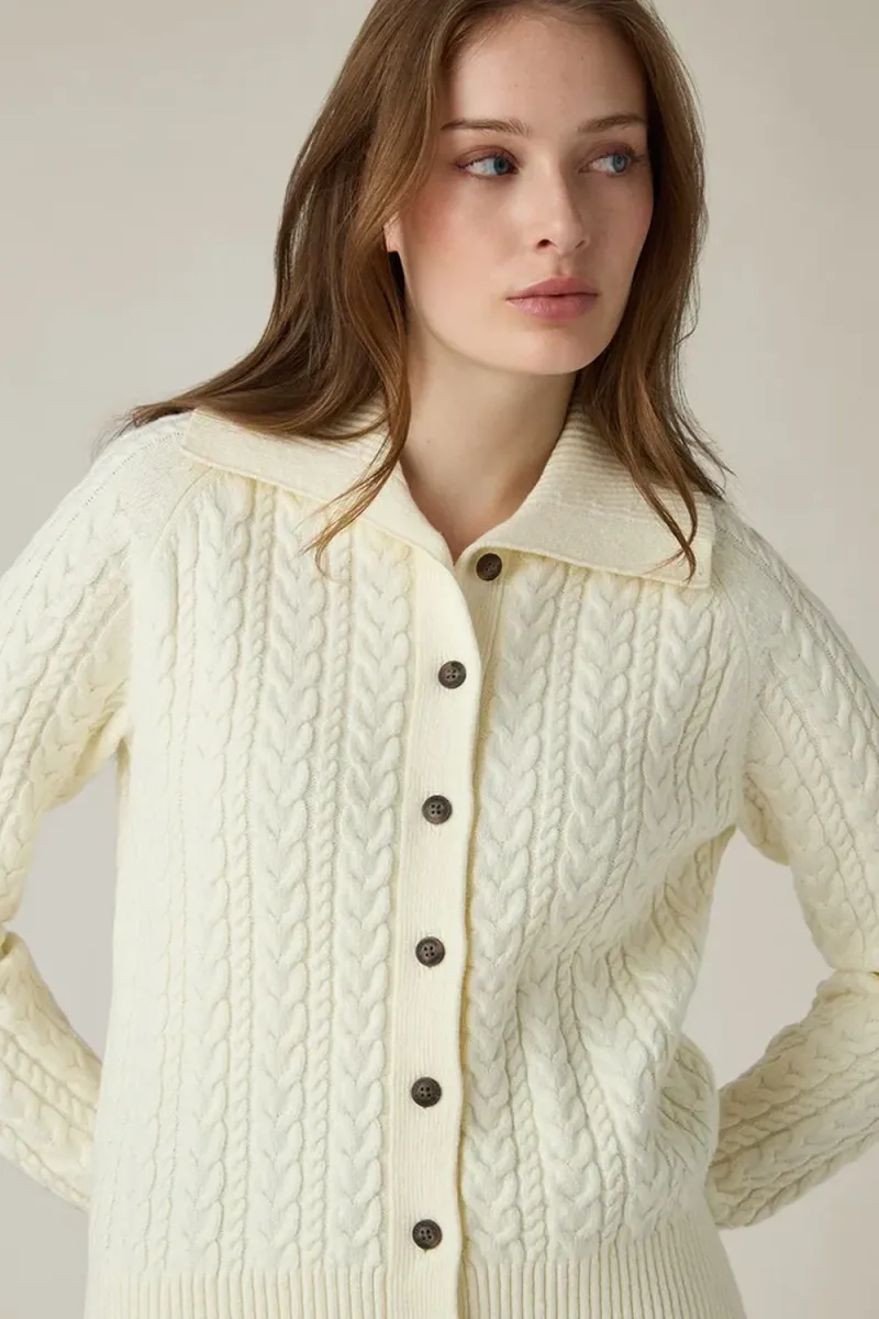 Cable Cardigan, Offwhite