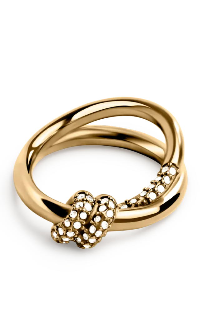 Pavé Knot Ring, Gold