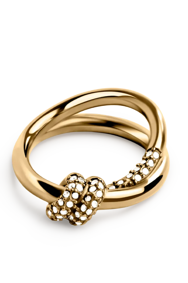 Pavé Knot Ring, Gold