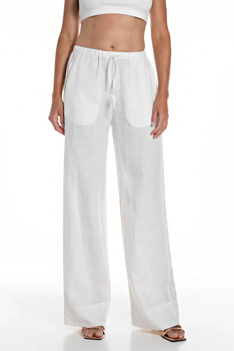 Linen Pigiama Pants, Natural White