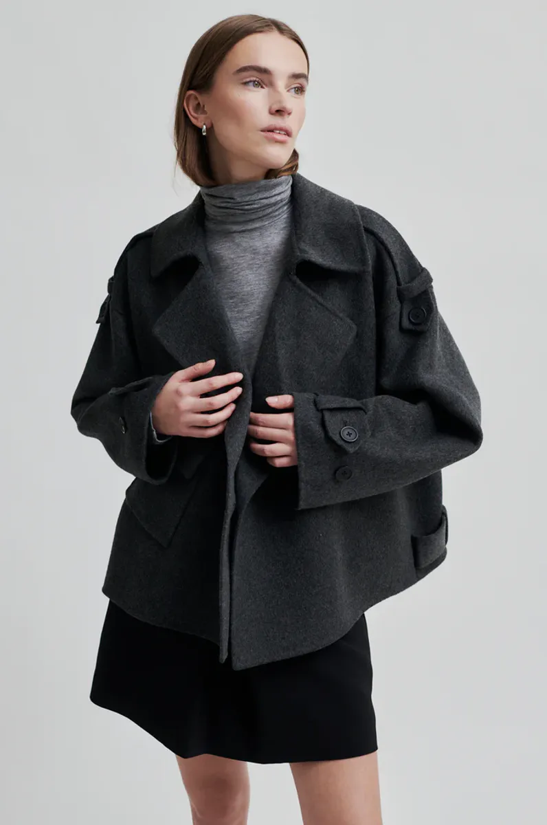 Walance Short Jacket, Dark grey Melange