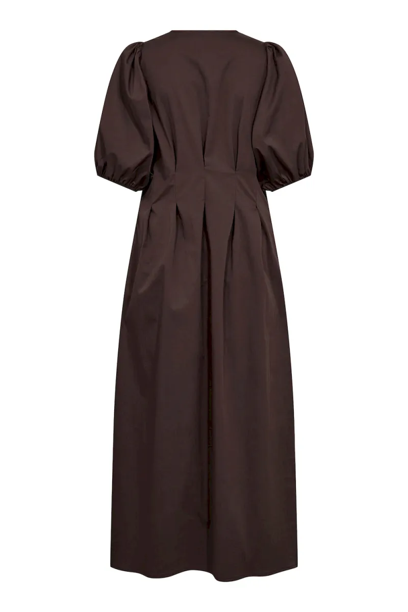 Poppy Pleat Dress, Dark Brown