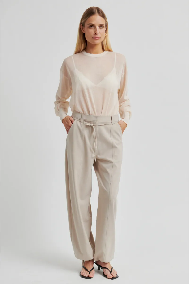 Zoie Cargo Trousers, Light Beige Melange
