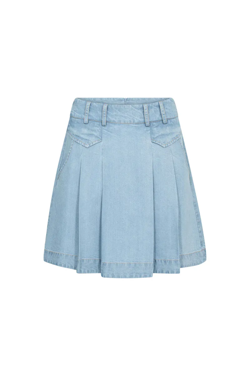 Tilly Pocket Pleat Mini Skirt, Fade Denim