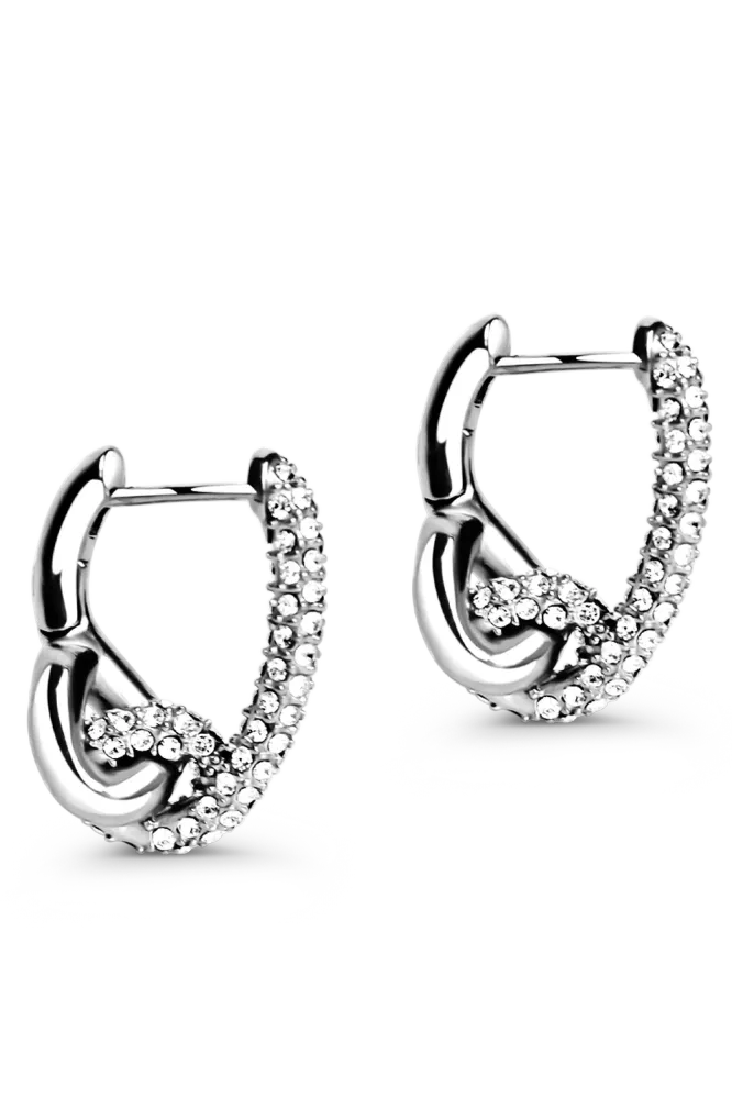 Pavé Knot Earrings, Silver
