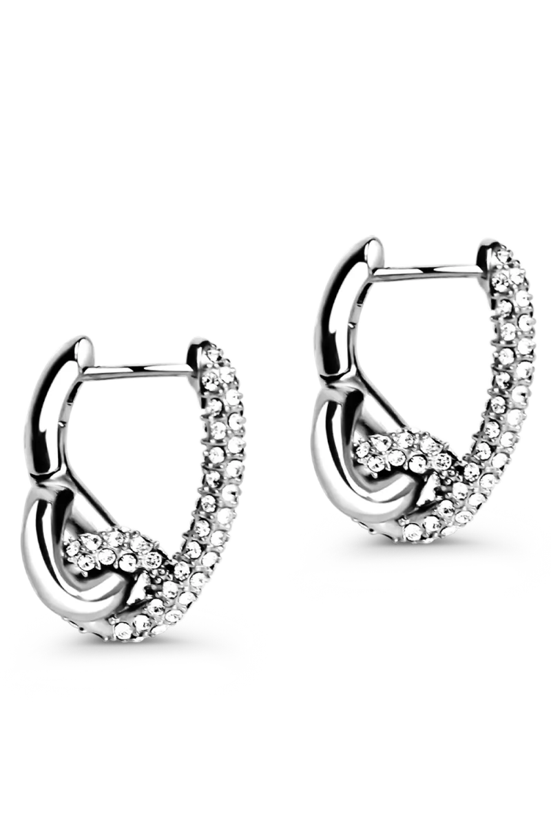 Pavé Knot Earrings, Silver