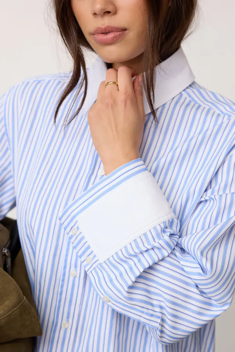 Vouge Cuff Shirt, Pale Blue