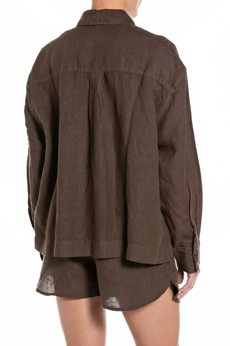 Replay Linen Shirt, Coffee