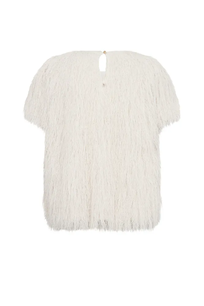 Brim O-SS Faux Fur Tee, Ecru