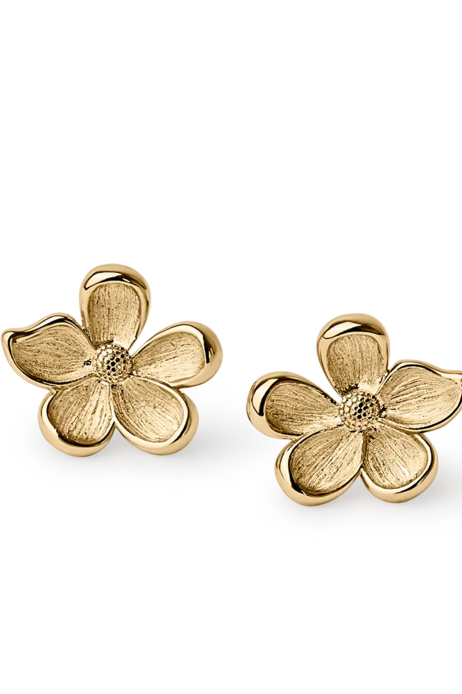 Midi Flower Earrings, Gold