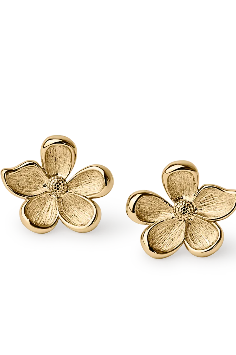 Midi Flower Earrings, Gold