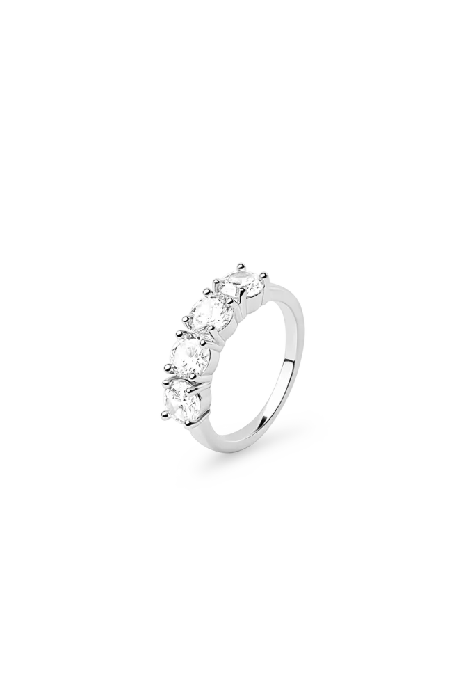 Quattro Zirconia Ring, Silver