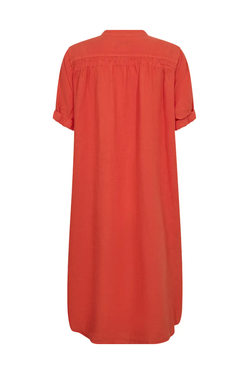 Arleth SS Linen Dress, Spicy Orange