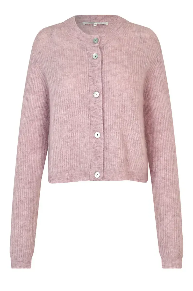 Andrea Knit Rib LS Cardigan, Sepia Rose