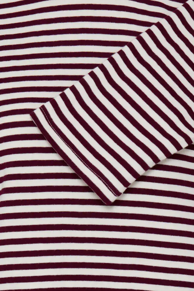 Estella LS T-shirt, Red And Birch Stripe