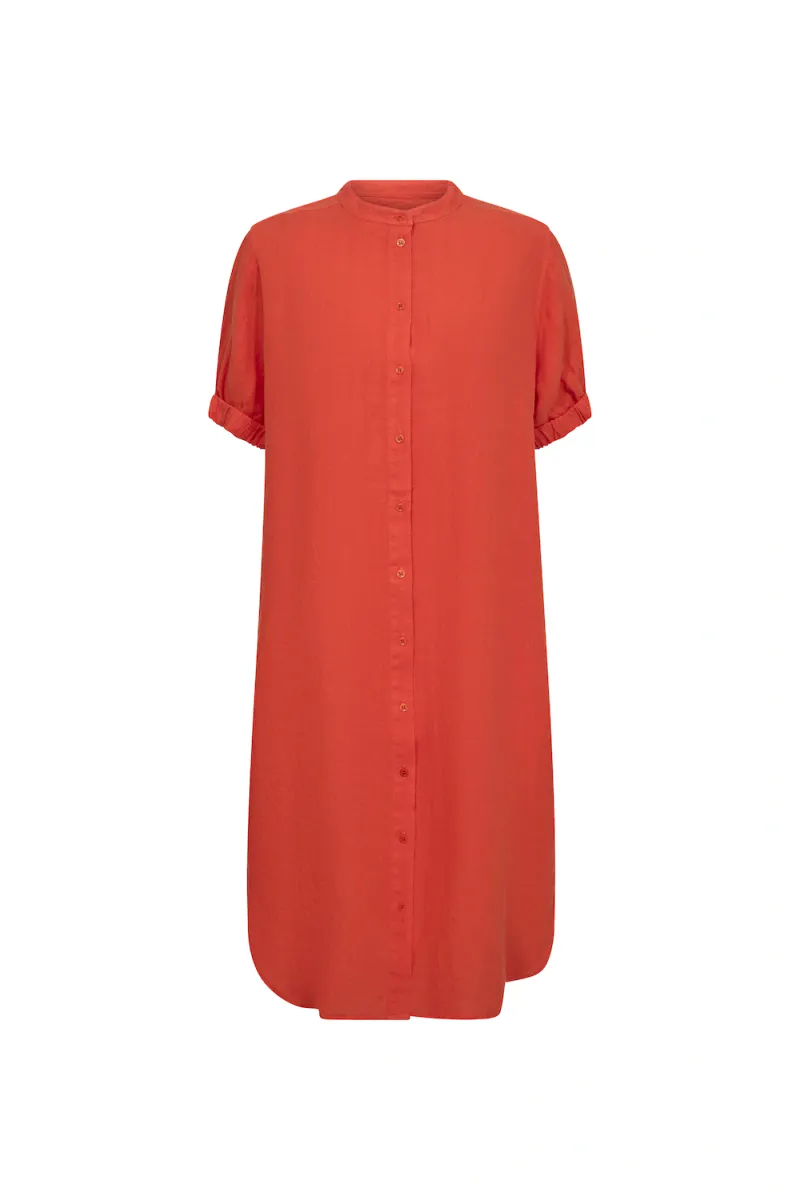 Arleth SS Linen Dress, Spicy Orange