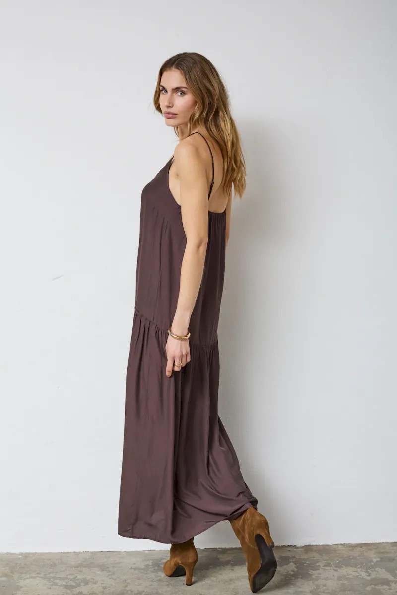 Sunrise Block Strap Dress, Dark Brown
