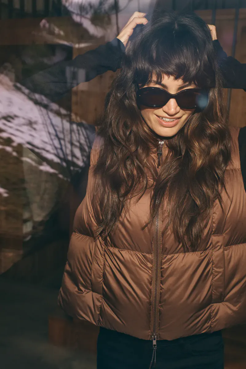 Kiara Tally Down Vest, Downtown Brown