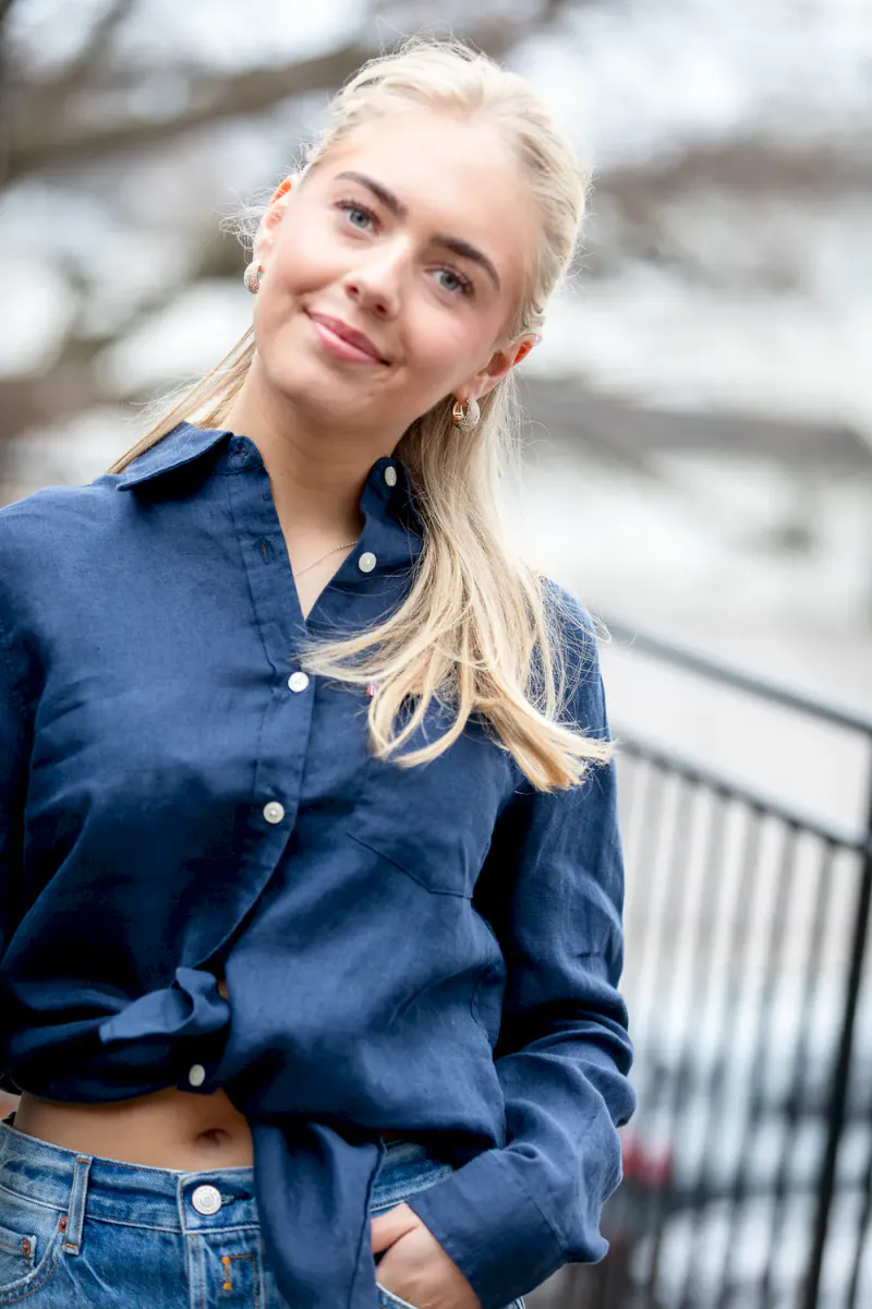 Classic Linen Shirt, Navy