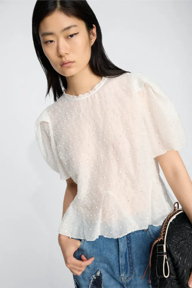 Brown Blouse, Ivory