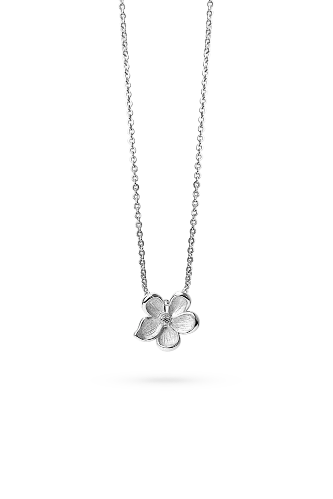 Midi Flower Necklace, Silver