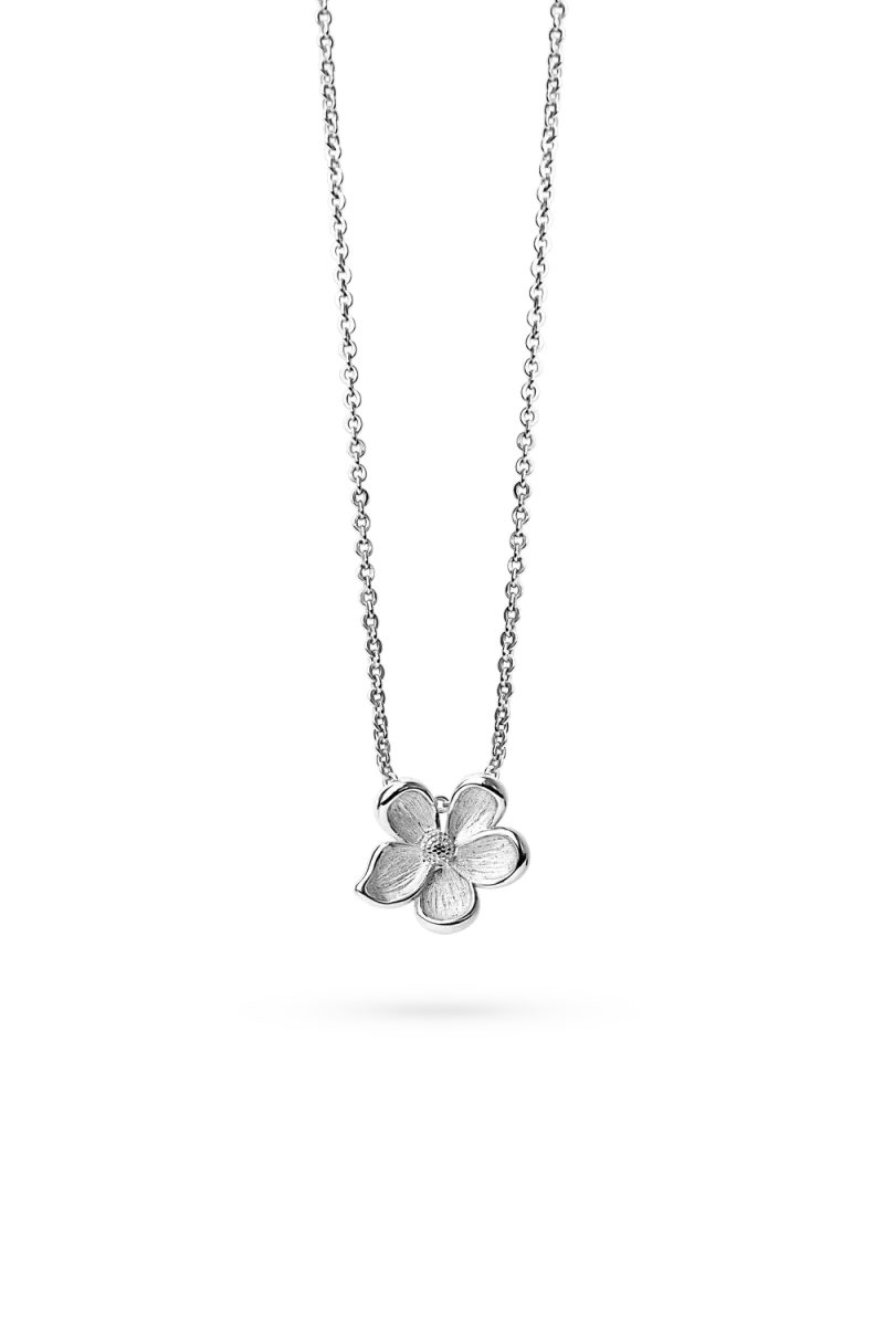 Midi Flower Necklace, Silver