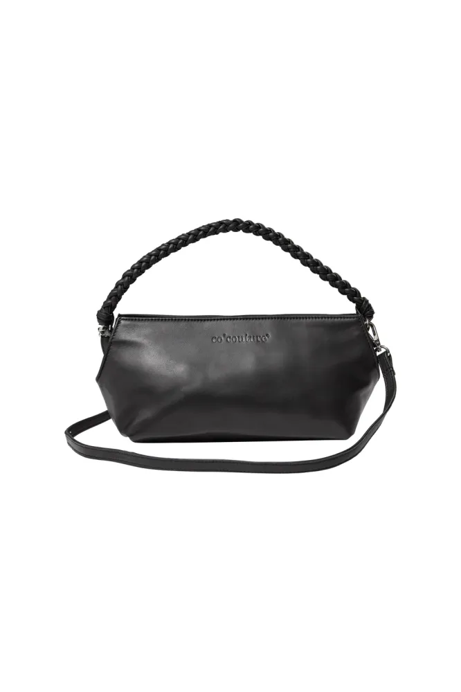 Phoebe Leather Braid Bag, Black