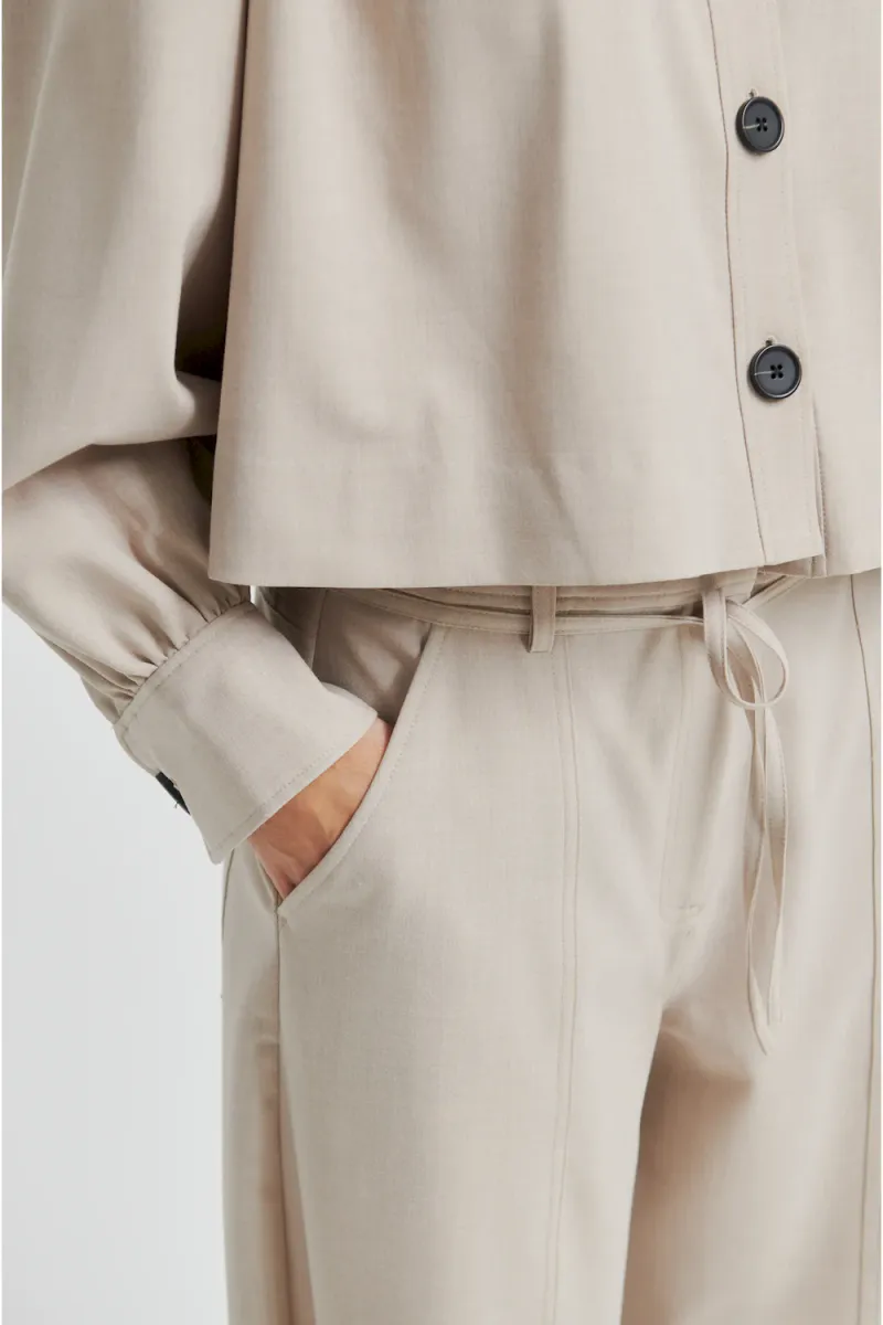 Zoie Cargo Trousers, Light Beige Melange